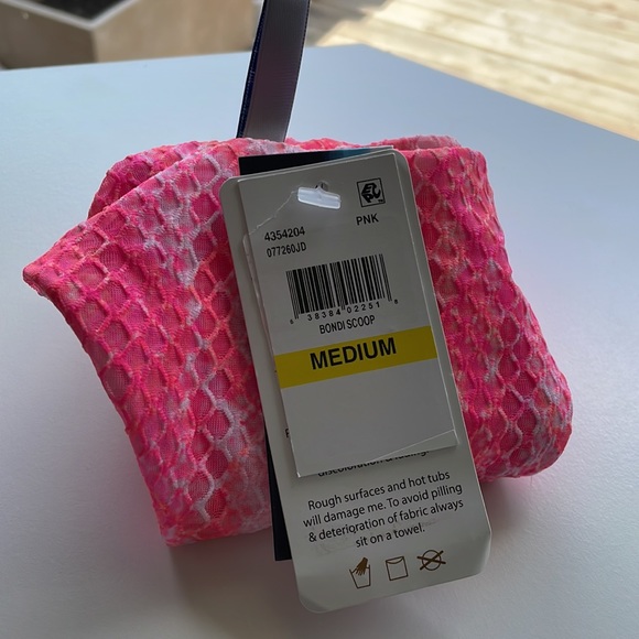 NWT M Isabella Rose scoop bikini bottom neon pinks corals high leg new hot pink - Picture 11 of 12